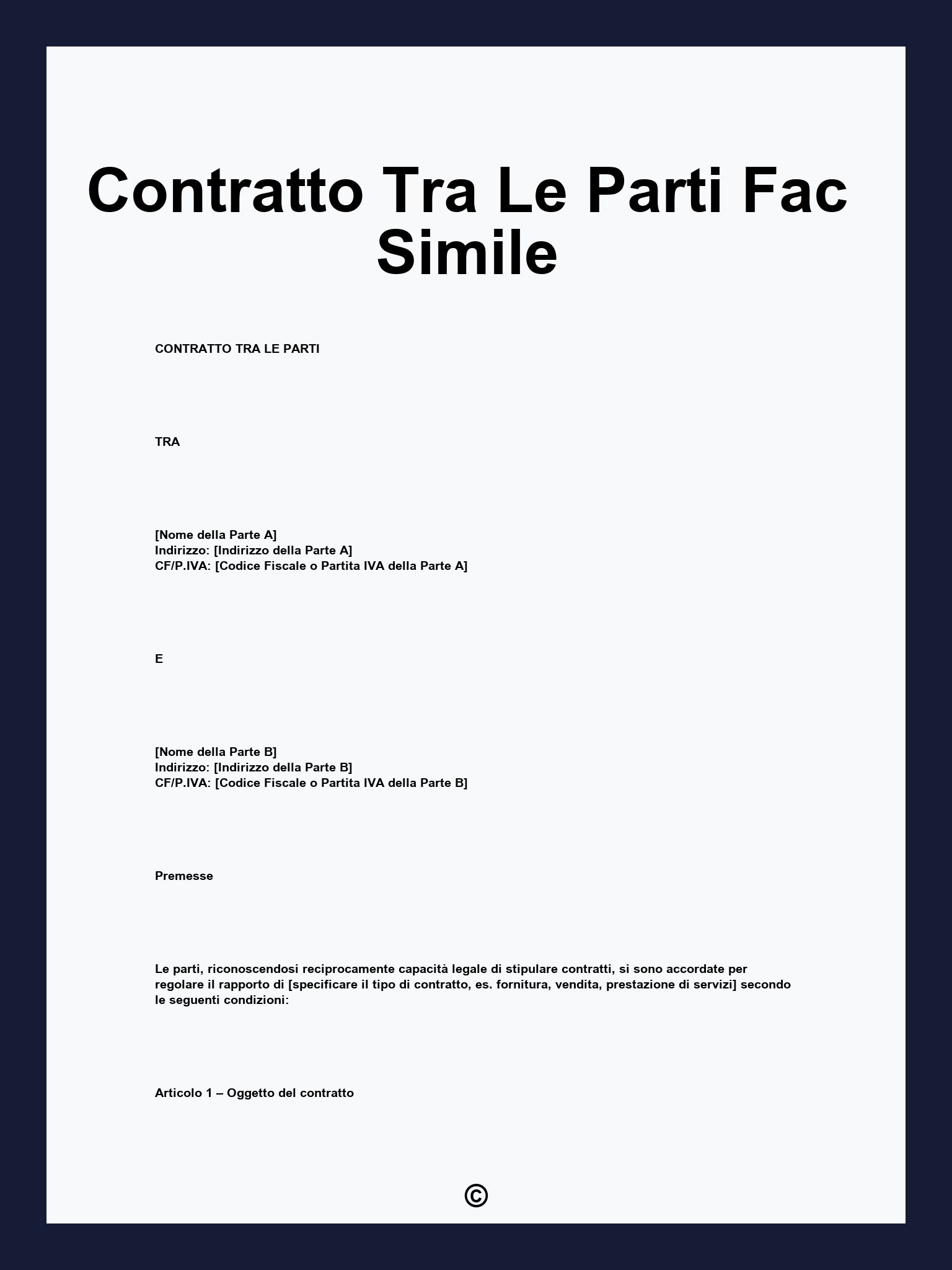 Contratto Tra Le Parti Fac Simile