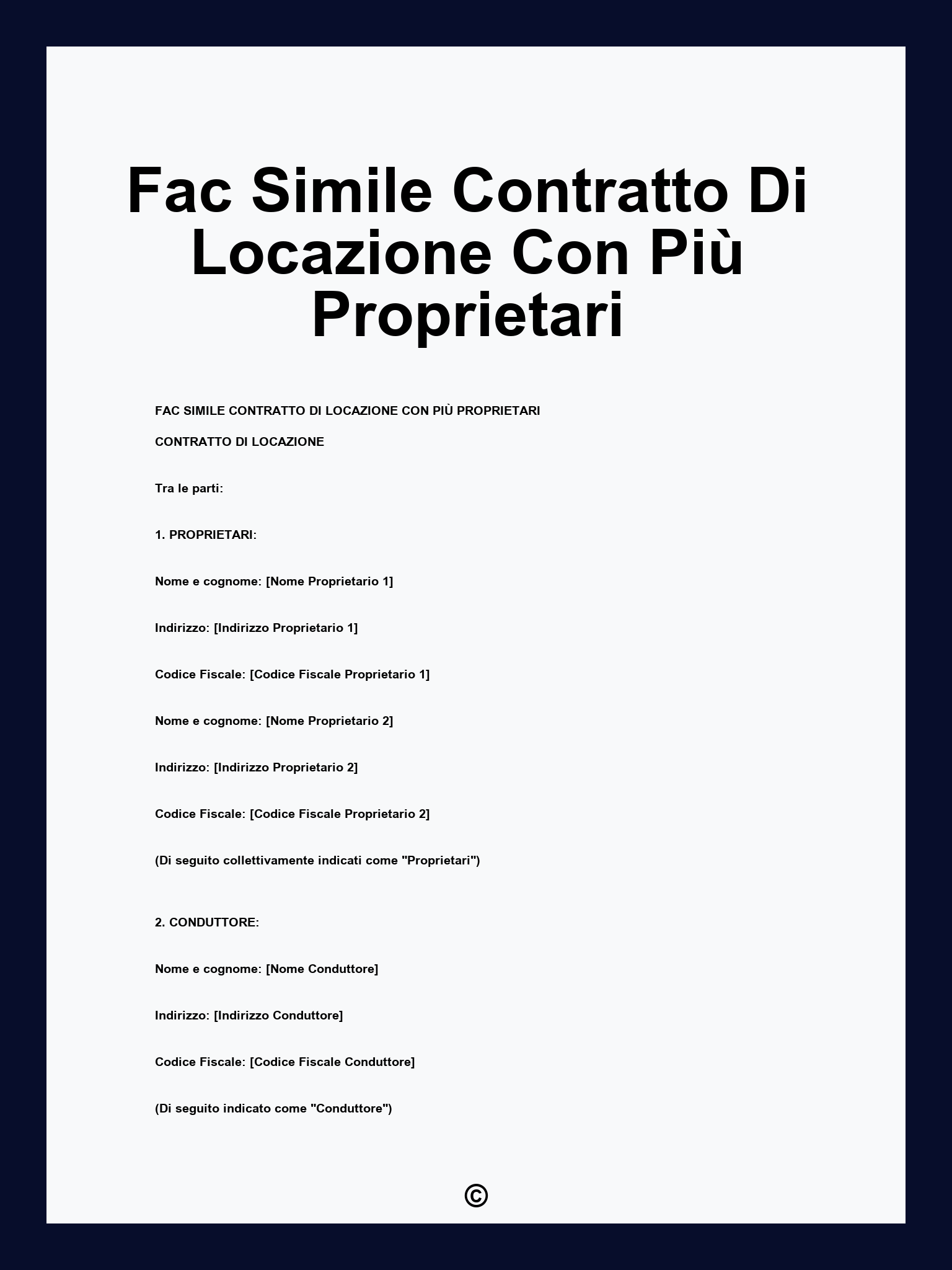 Fac Simile Contratto Di Locazione Con Più Proprietari