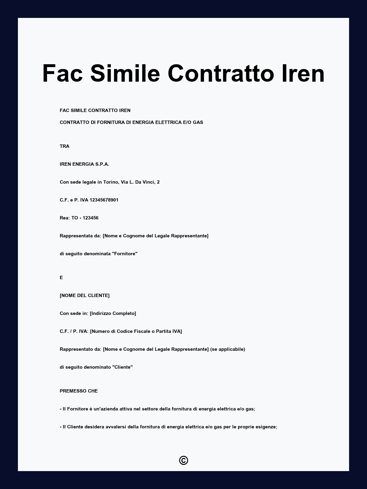 Fac Simile Contratto Iren