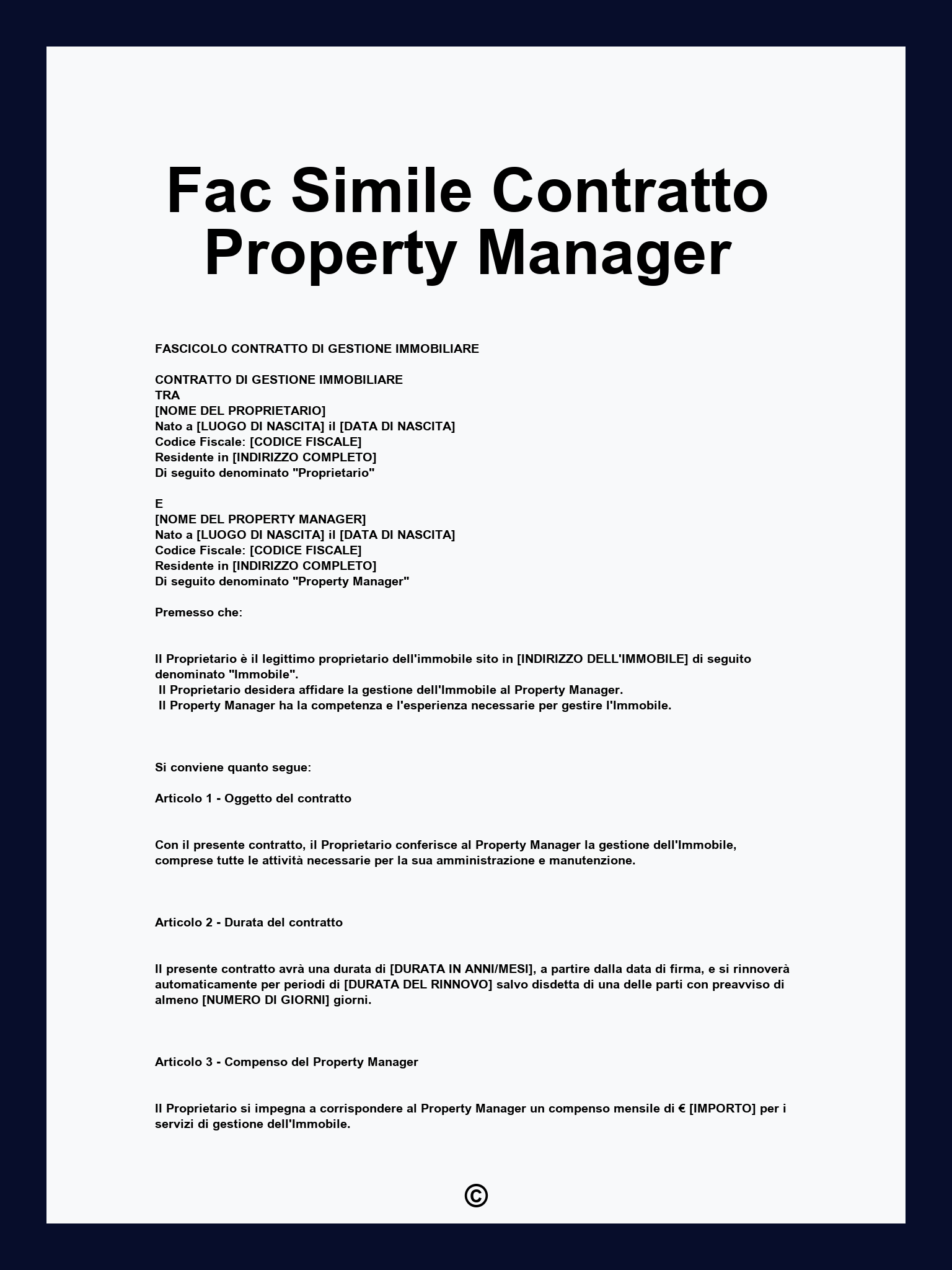 Fac Simile Contratto Property Manager