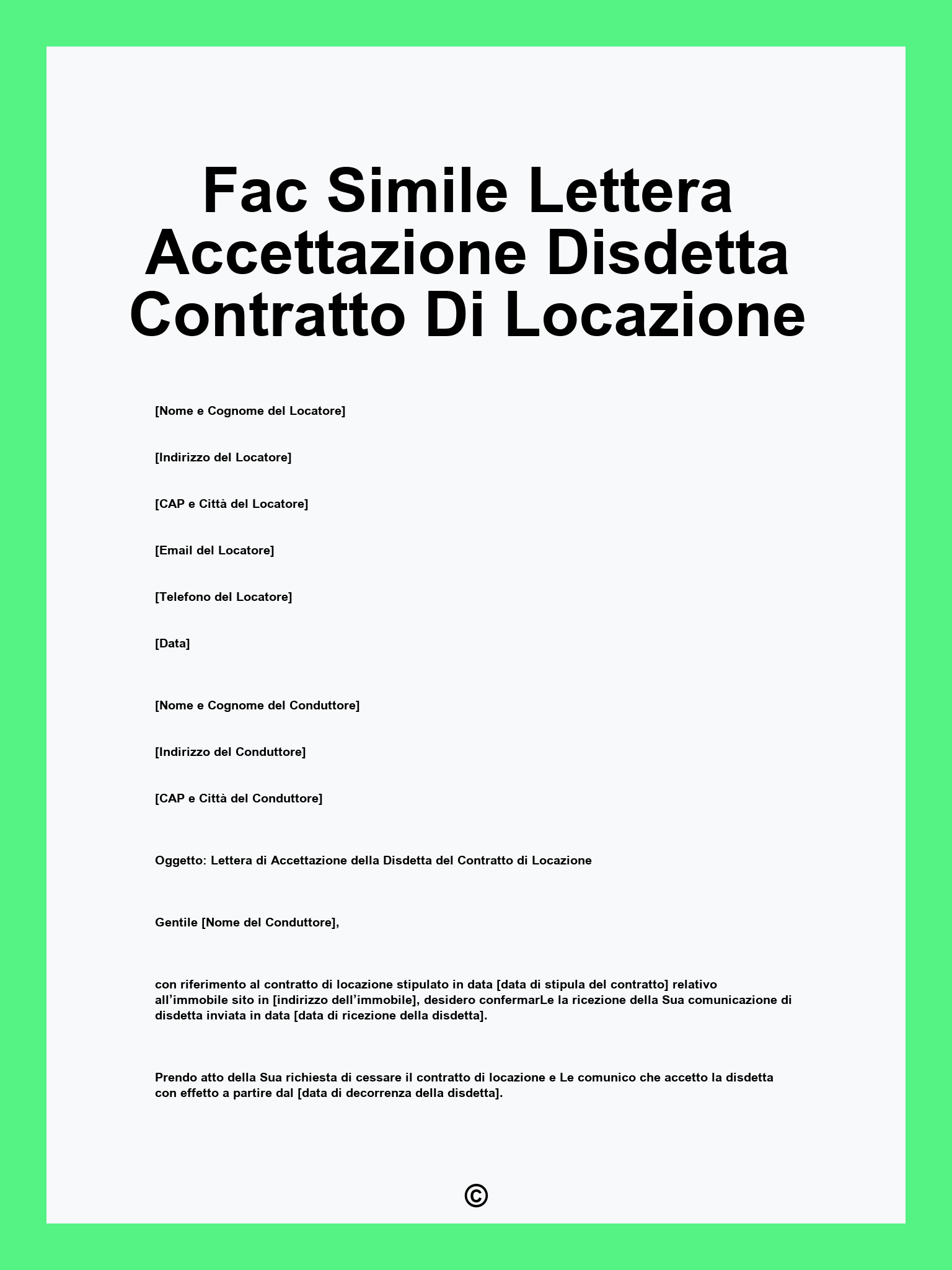 Fac Simile Lettera Accettazione Disdetta Contratto Di Locazione