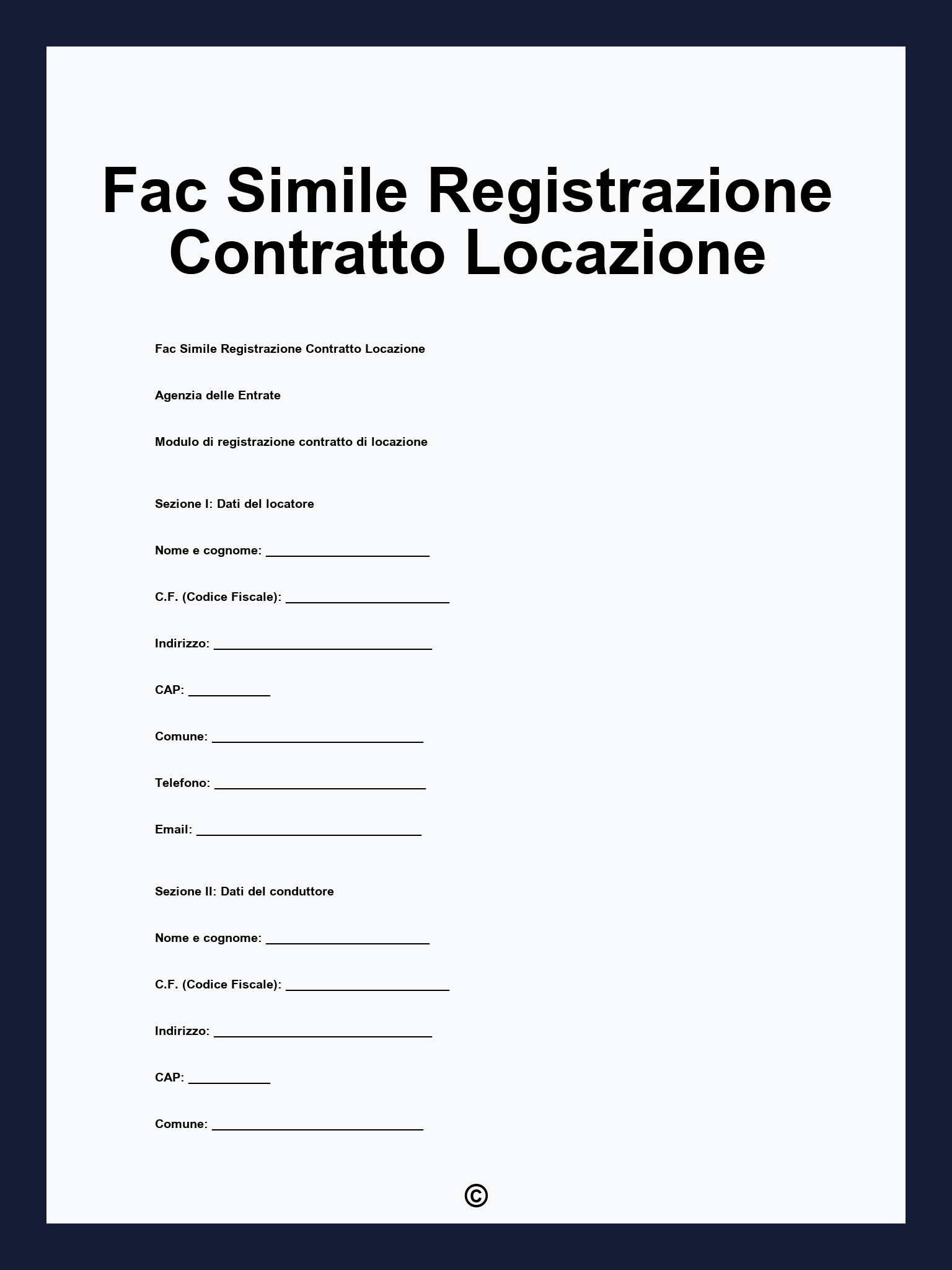 Fac Simile Registrazione Contratto Locazione